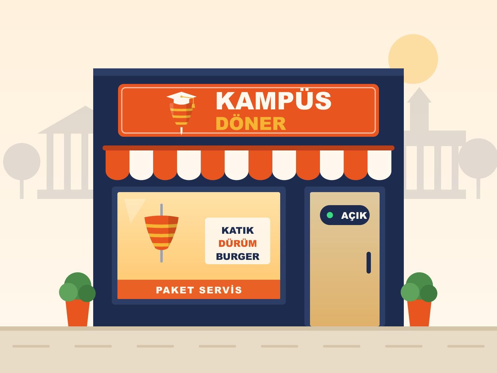 Kampüs Döner dükkan illüstrasyonu
